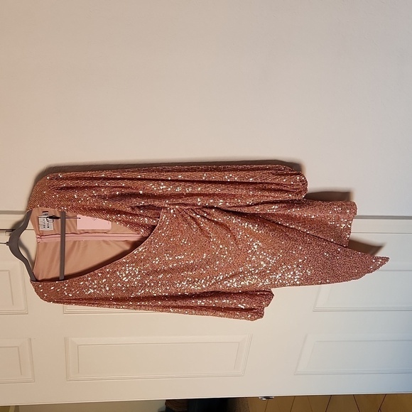 ✨️NWT HELLO MOLLY ZOE SEQUIN DRESS in Bronze XL - Picture 4 of 15